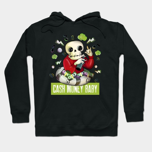 Awesome Skeleton Music Loving Sailor Cash Money Skull Hoodie by Trendy Black Sheep